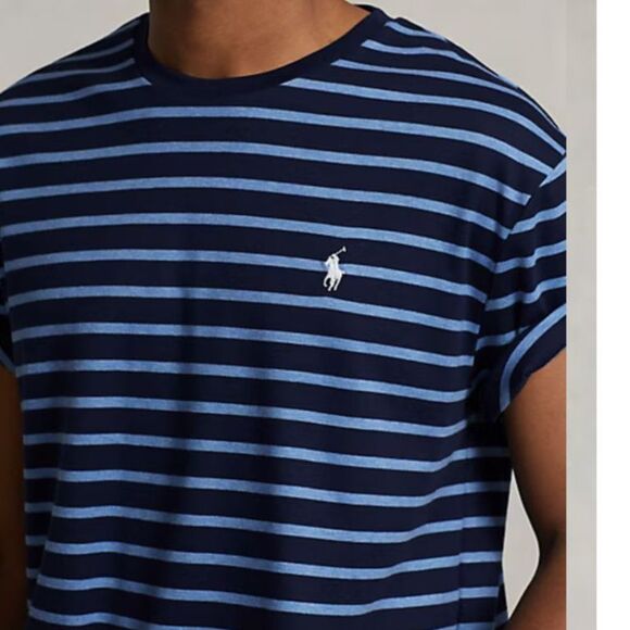 Polo Ralph Lauren Classic Fit Striped T-Shirt Navy Blue Size M - Picture 1 of 10
